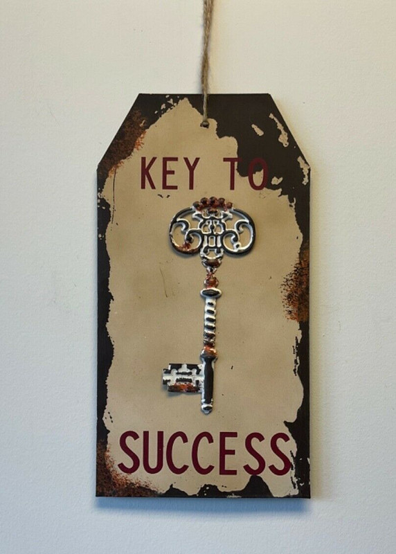 ” key to success ” Rustic Metal wall decor 8” x 15”