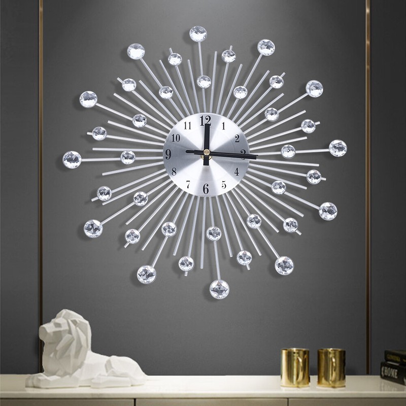13in Crystal Glass Wall Clock Silent Movement Wall Clock Living Room Home Decor gallery