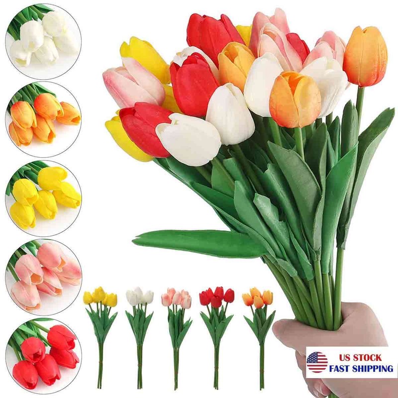 5/10x Artificial Tulip Flowers Fake Flower Bouquet for Wedding Party Home Decor