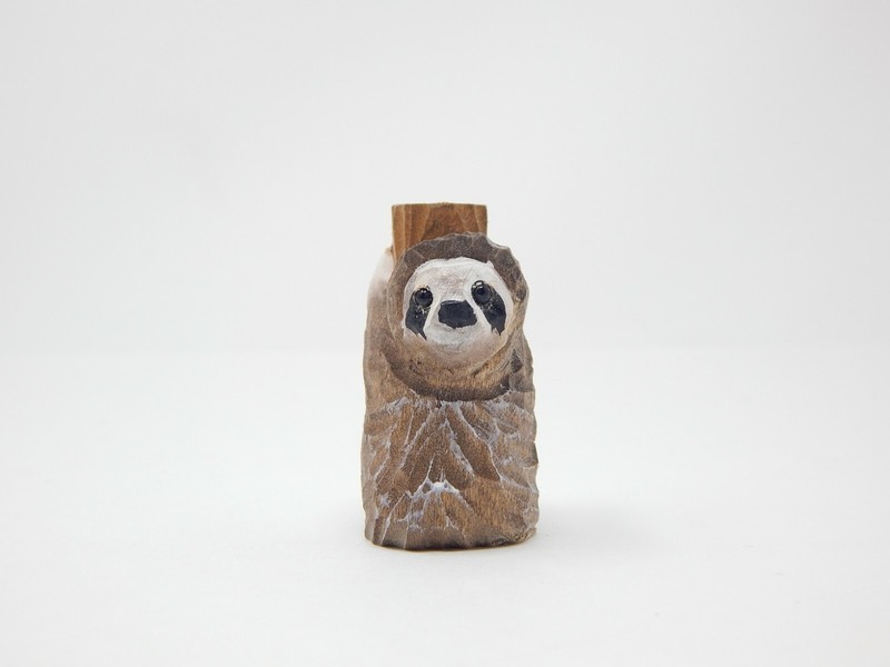 Sloth Figurine Statue Decor Small Animal Sculpture Art Wood Carving Miniature gallery