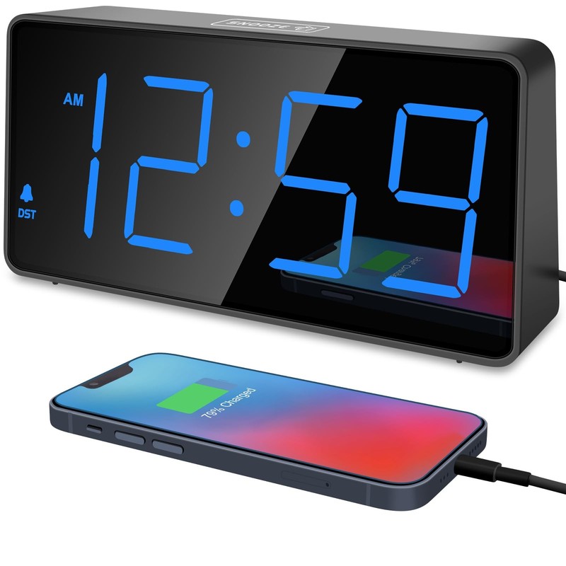 Digital Alarm Clock for Bedroom Bedside, Loud Alarm Clock for Heavy Sleepers,…