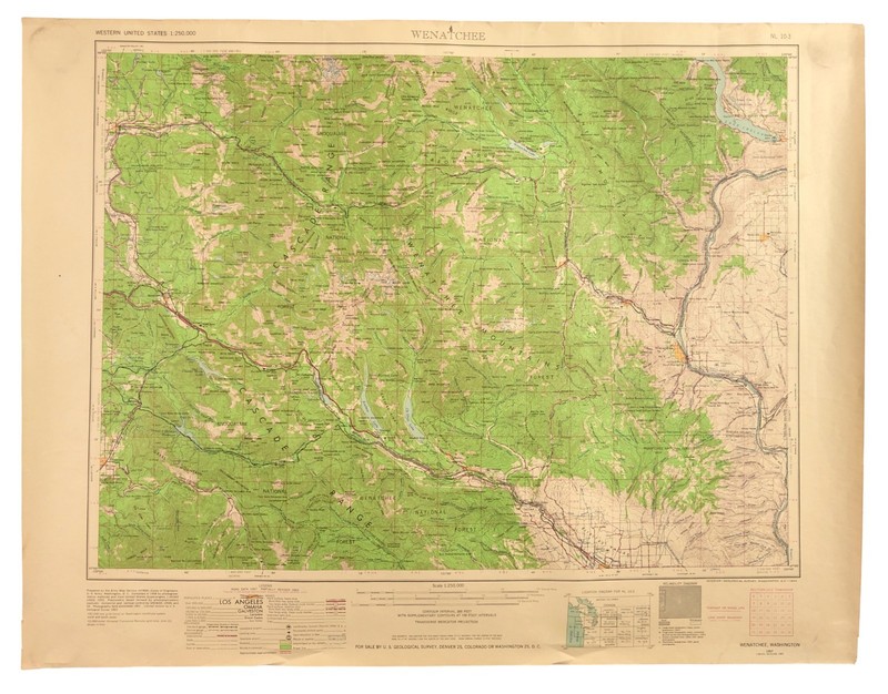 Topographical Map Wenatchee Washington Quad USGS 1957 23 x 30″ 1963 Revision