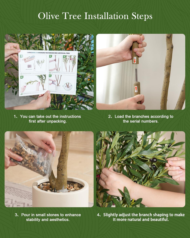 7FT Olive Tree Faux Plant with Pot - Realistic Indoor Decor for Home & Office gallery