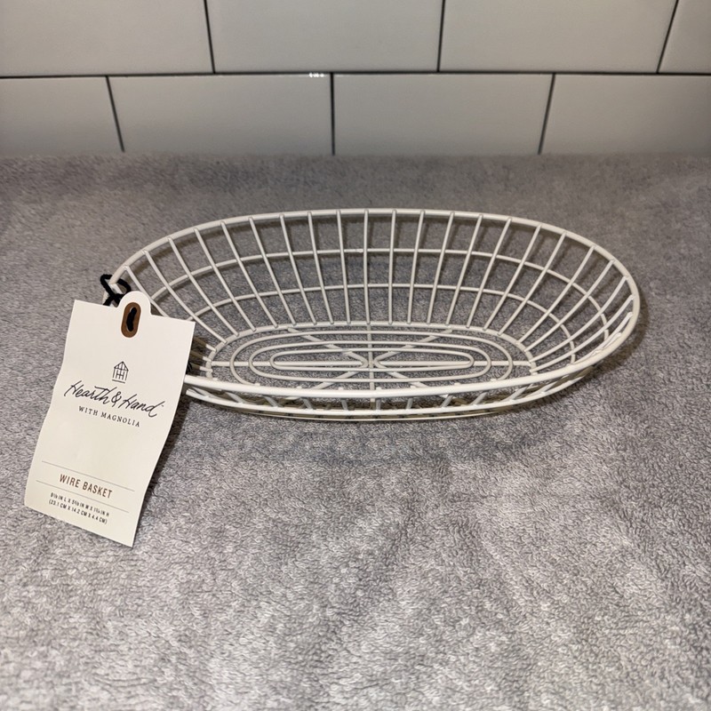 Hearth & Hand Magnolia Oval White Wire Basket~9 1/8” X 5 5/8” X 1 3/4”~NWT