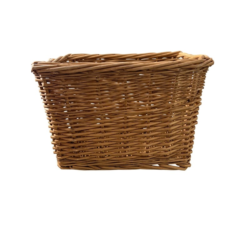 Natural Woven Wicker Storage Basket Rectangular Willow Bin with Handles Brown