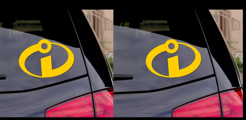 The Incredibles Logo Two Pack 5″ Yellow Vinyl Decals Car Laptop Windows Tumbler