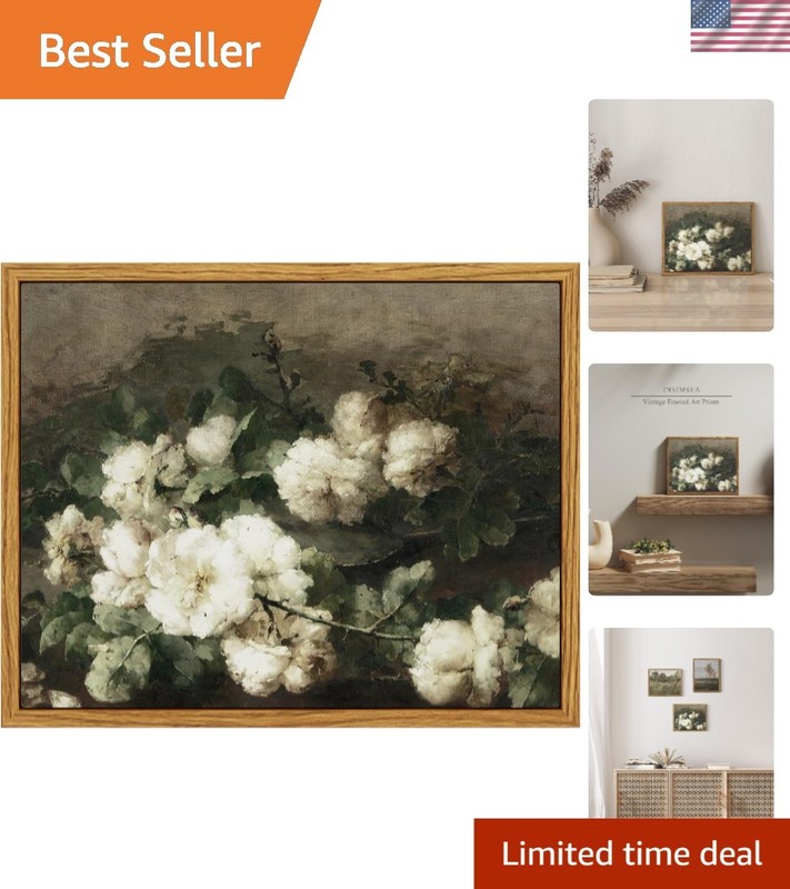 8×10 Framed Vintage Flower Canvas Print | Aesthetic Wall Art for Any Room