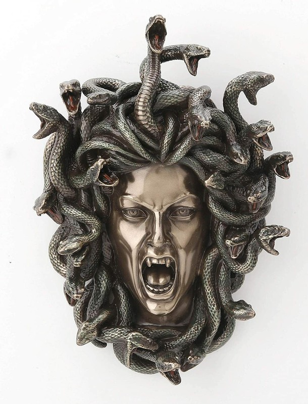 7 1/4″ Medusa Head of Snakes Gothic Wall Decor Plaque Statue Bronze Finish