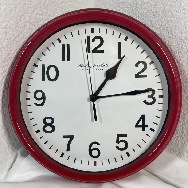 Sterling And Noble 9″ Red Wall Clock – Working Battery NOT included USED 2015