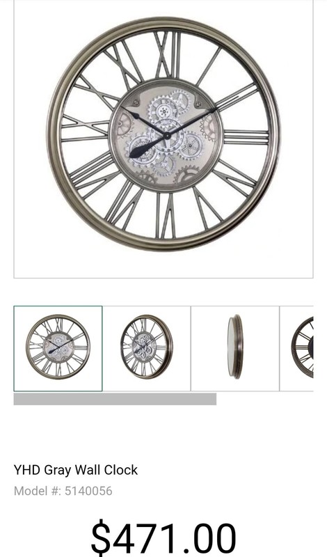YHD Gray Wall Clock 34 Inch Diameter