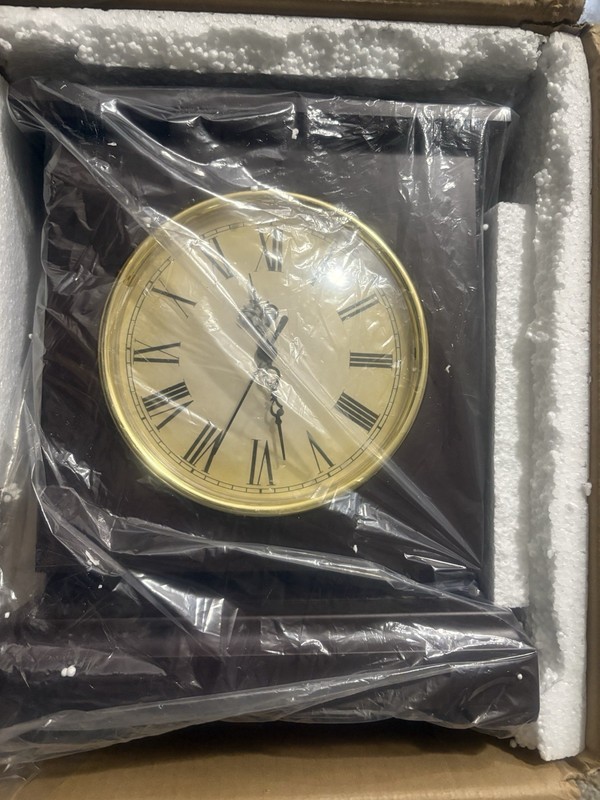 Brown Rectangle Wall Clock Roman Numerals Analog Quartz Battery Powered