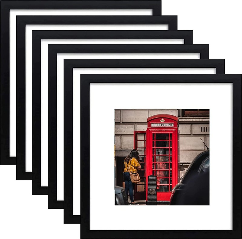 8×8 Picture Frame Set of 6, Display Pictures 5×5 with Mat or 8×8 Without Mat …
