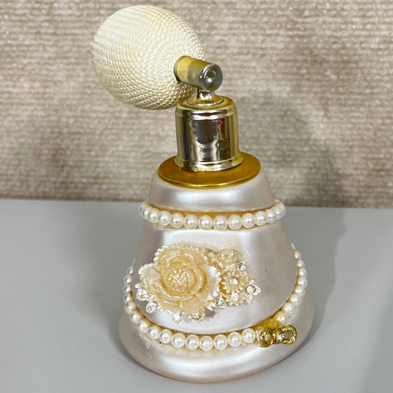 Vintage Made in Italy Pearl Rose Floral Perfume Bottle Atomizer Decorative gallery