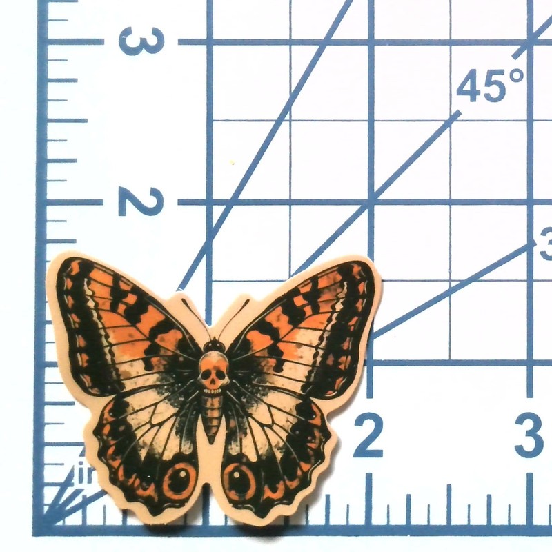 Death Head Butterfly Sticker Vinyl Die Cut Skull Moth Decal Journal Scrapbook gallery