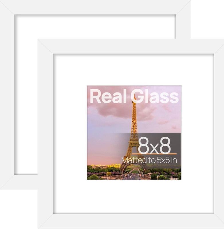 upsimples 8×8 Picture Frame Made of High Definition Glass, Display Pictures 5×5