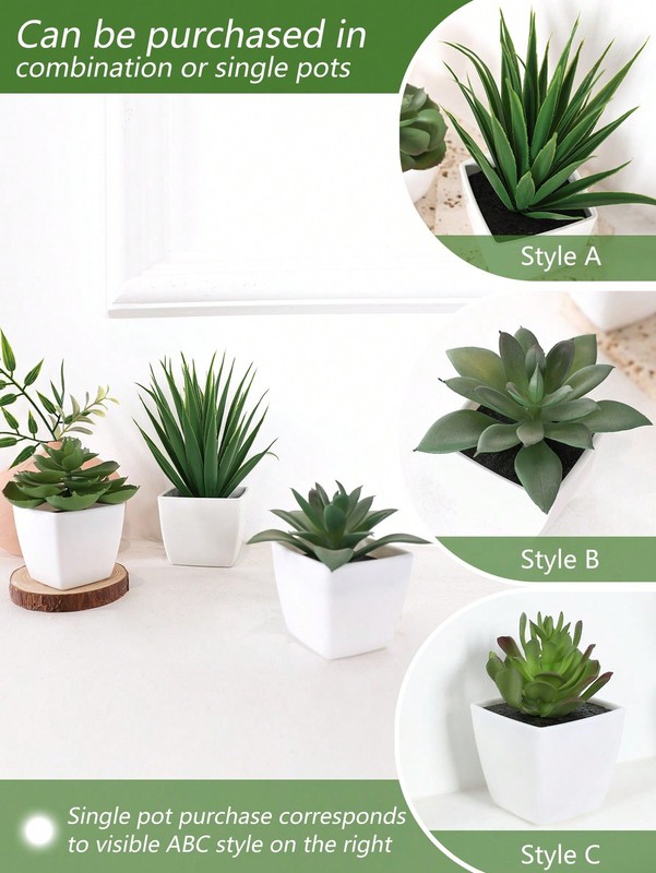 Multicolor 3PCS Artificial Succulent Mini Potted Plants Set Style A B C gallery