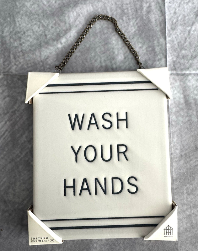 Hearth and Hand Magnolia Wash Your Hands 6×5 Tile Wall Sign Farmhouse Bathroom