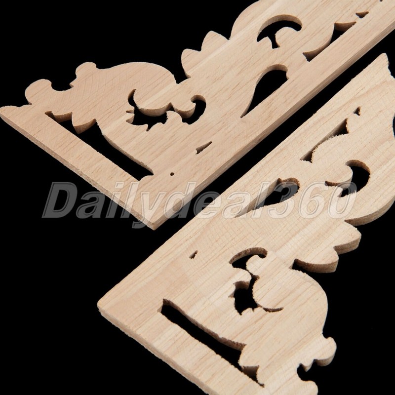 13cm x 7cm Unpainted Wood Oak Carved Corner Onlay Applique Furniture Home Decal gallery