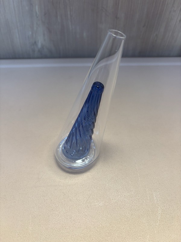2-Pack Blue Thread Crystal Glass Bud Vases Clear Cone Decorative Small Vase Set