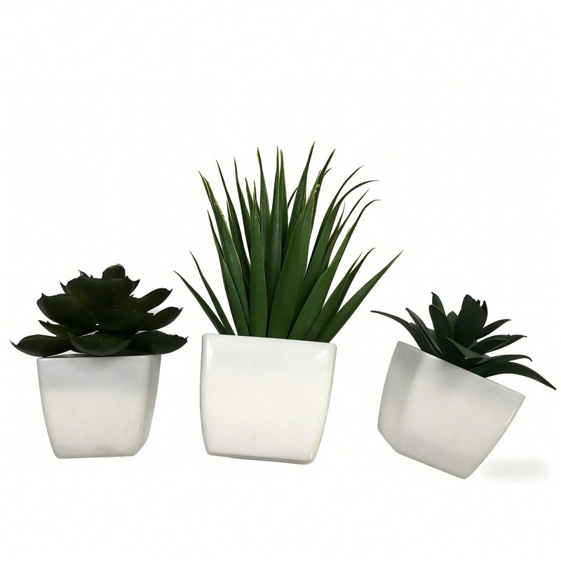 Multicolor 3PCS Artificial Succulent Mini Potted Plants Set Style A B C gallery