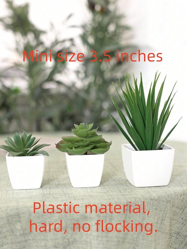 Multicolor 3PCS Artificial Succulent Mini Potted Plants Set Style A B C gallery