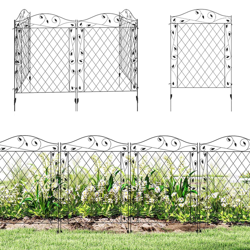 Garden Fencing for Border Edging, Decor 11.5′, 4 Pack, Round Vines
