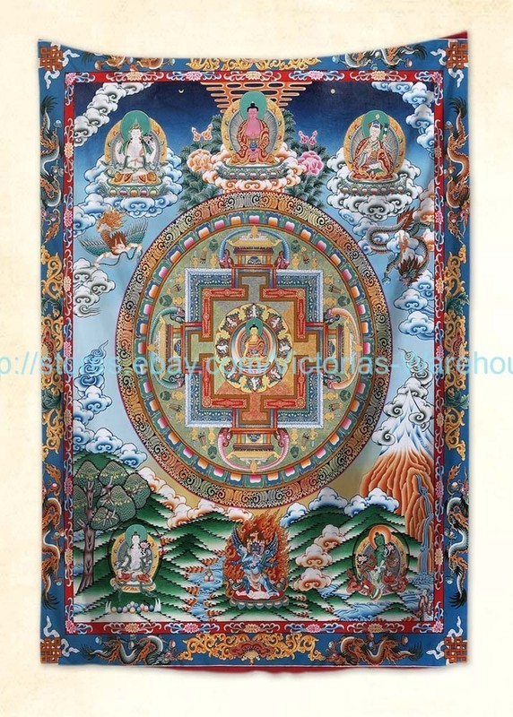 Buddhist Deity Buddha Mandala Tibetan Thangka tapestry cloth poster home decor