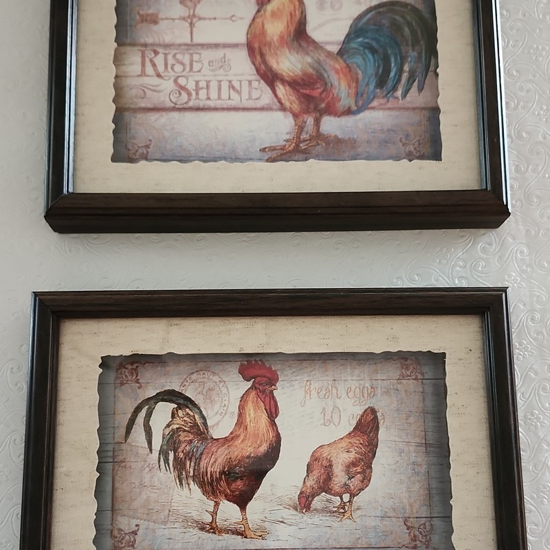 New View Gifts & Accessories Framed Rooster Farmhouse Prints, Decorative