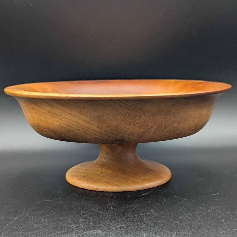 VTG Mid-Century Myrtlewood 10″ D Pedestal Bowl Tray Centerpiece Oregon, USA