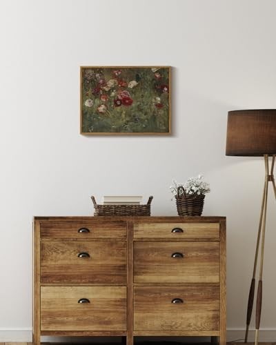 Vintage Floral Canvas Wall Art - Classical Oil Painting, Poppies Decor, 12"x16 gallery