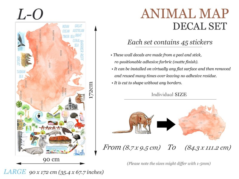 Australian Animals Plants Attraction Landmark Map Removable Nursery Wall Decal gallery