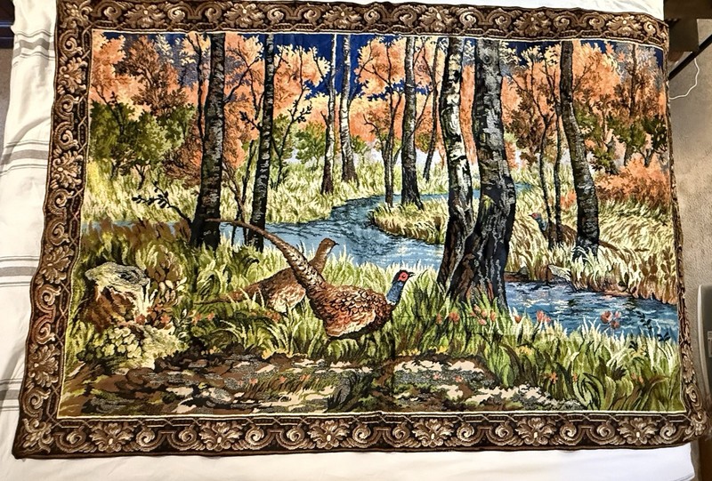 Italian Forest Pheasants Wall Rug Tapestry 48 1/2 x 72 inches Wall Hanging