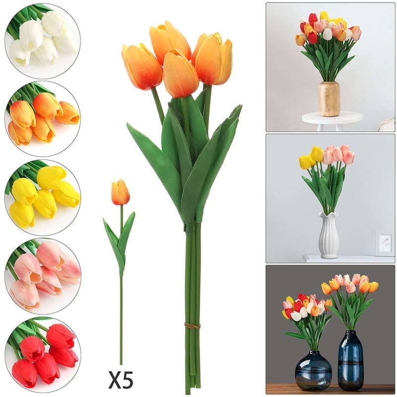 5-20pc Artificial Tulip Flowers Fake Flower Bouquet for Wedding Party Home Decor gallery