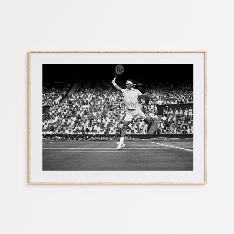 Roger Federer Poster – Black & White Tennis Wall Art for ATP Fans