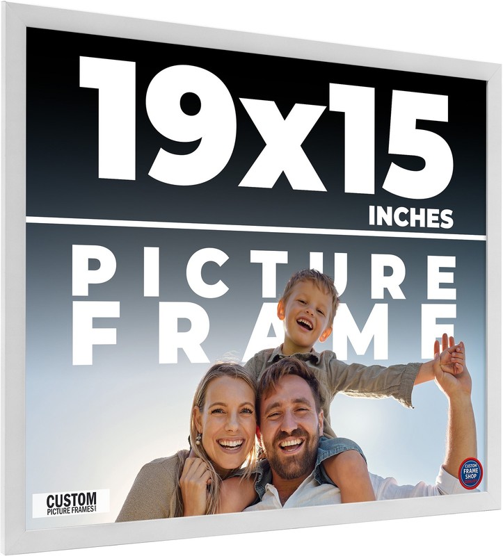 19×15 Frame White Real Wood Picture Frame Width 0.75 inches | Interior Frame Dep