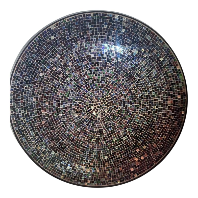 Mosaic Deco Plate Glass Ceramic Inlay Metal Back Wall Table Coldwater Creek 20″