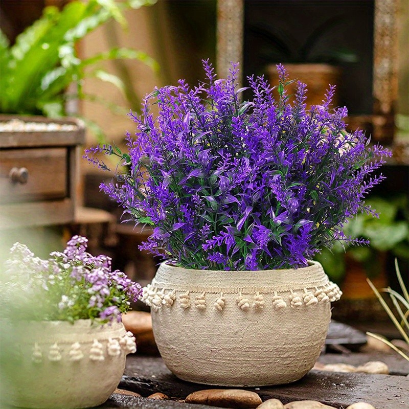10 Bundles Artificial Lavender Flowers UV Resistant Fake Plants Indoor Outdoor