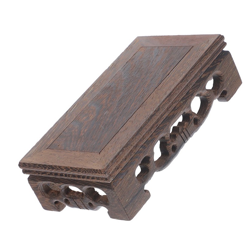 Wooden Rectangular Display Stand Pedestal Base for Indoor Decor Crystal Sphere