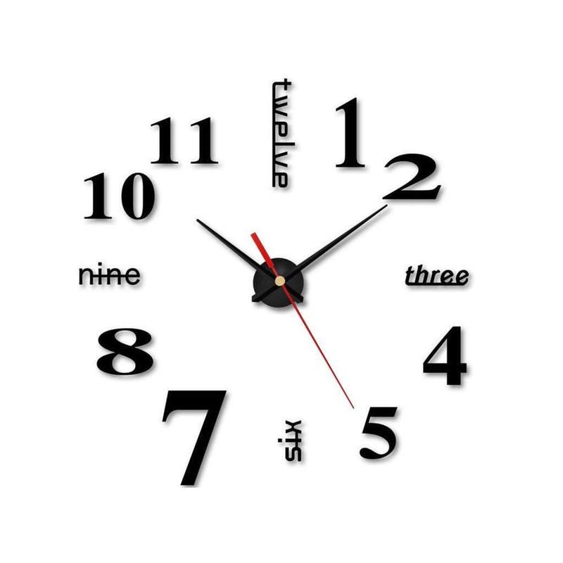 3D Modern DIY Large Wall Clock Mirror Surface Sticker Home Art Design Decor
