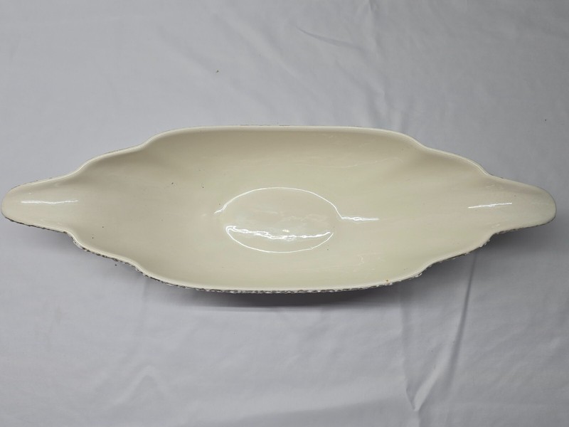 Royal Haeger White Stone Lace Console Bowl Popcorn Lava Texture 18" USA gallery