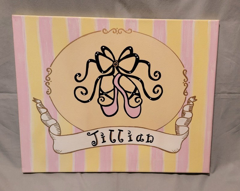 Ballet Shoes Wall Art Canvas With The Name “Jillian” FREE SAME DAY SHIPPING