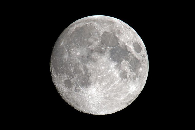 Full Moon Night Sky Black White Vivid Detail Photo Poster 24x16