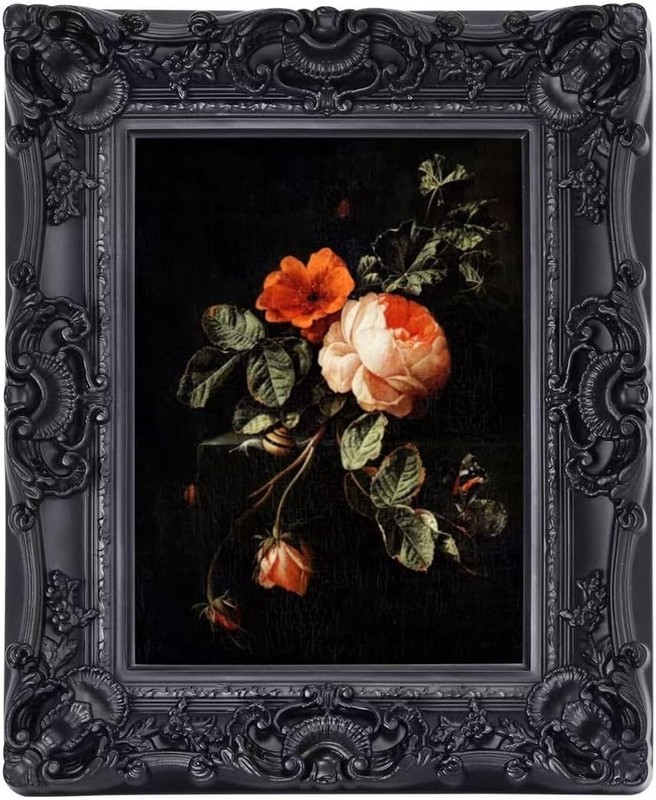 12×16 Black Frame,Gothic Ornate Large Picture Frame for Vintage Wall Hanging,Hom