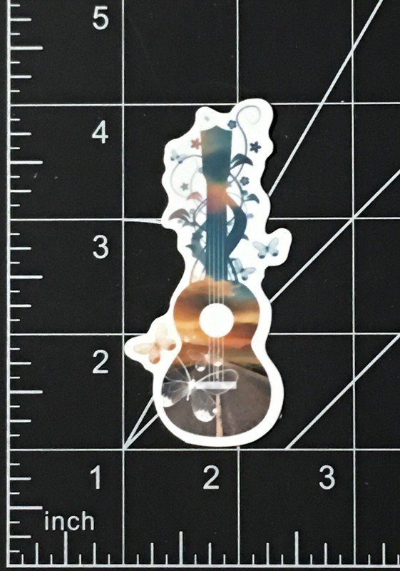 Guitar – Vinyl Sticker Road Butterfly Flowers Durable Waterproof Sunproof