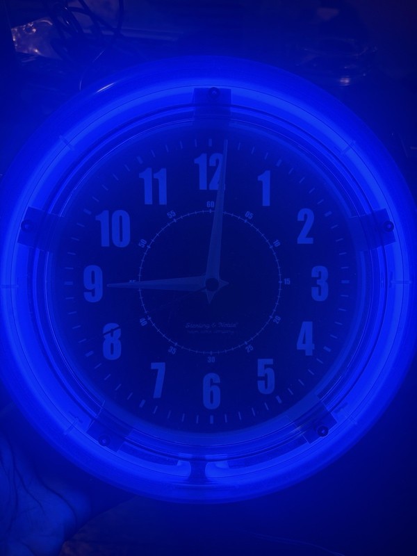 Sterling and Noble Electric Blue Neon Tube Light Up Wall Clock Retro 90’s Decor