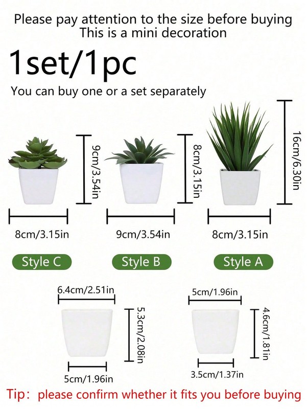 Multicolor 3PCS Artificial Succulent Mini Potted Plants Set Style A B C gallery