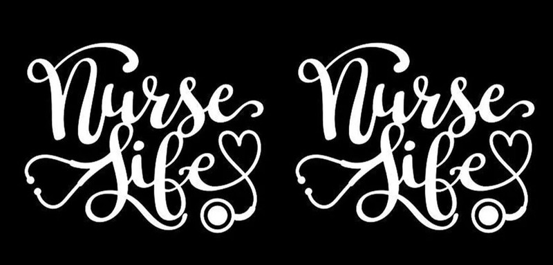 Nurse Life Stethoscope Two 5″ White Vinyl Decals Car Truck Window Laptop Tablet