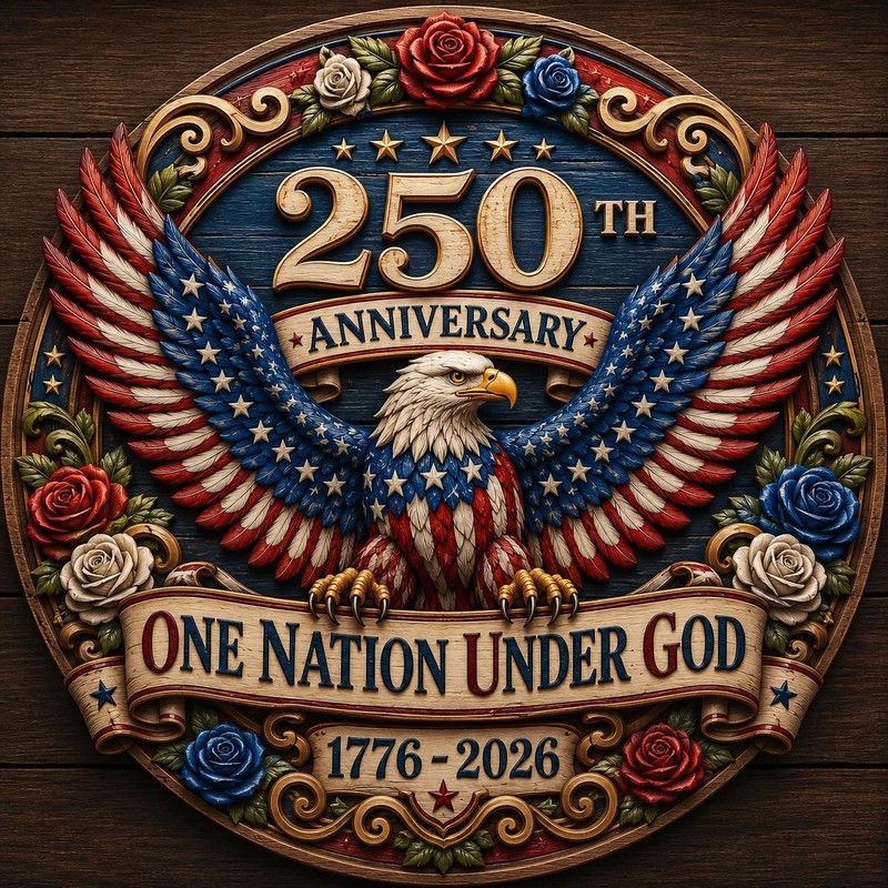 250th Anniversary Wooden Door Sign, Patriotic Eagle Wreath Decor, One Nation gallery