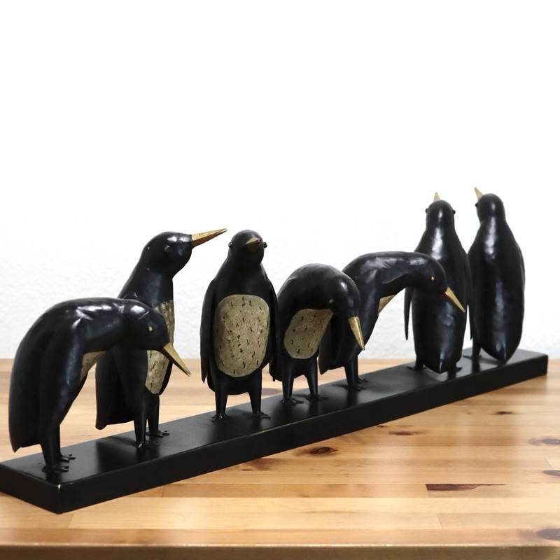VTG Penguins Austin Productions Metal Sculpture Coastal Nautical 31” Large Decor gallery