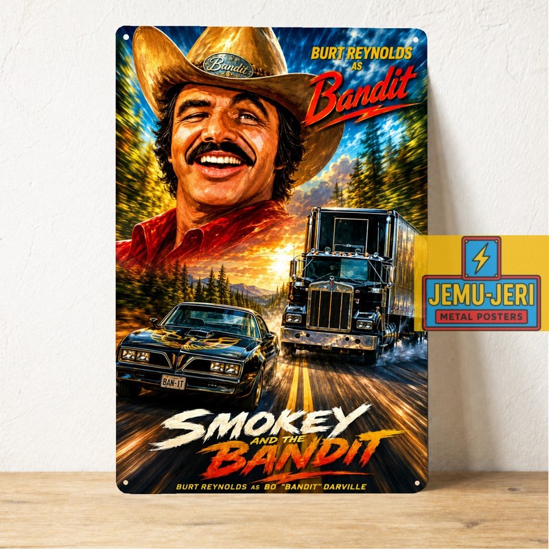 Smokey and the Bandit Metal Tin Sign Poster 20x30cm Burt Reynolds Movie Decor